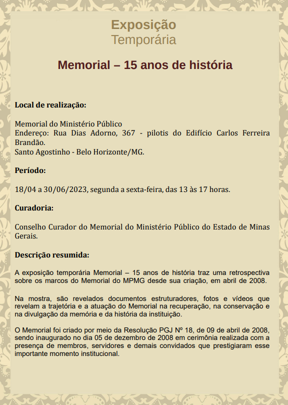 Memorial - 15 anos de história